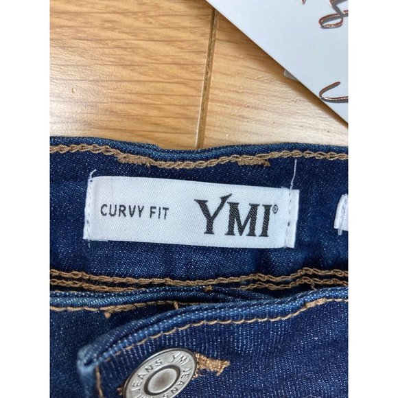 *New YMI Curvy Fit High Rise Skinny Leg Jeans Plus 19/34 Distressed Dark Wash - Picture 4 of 8